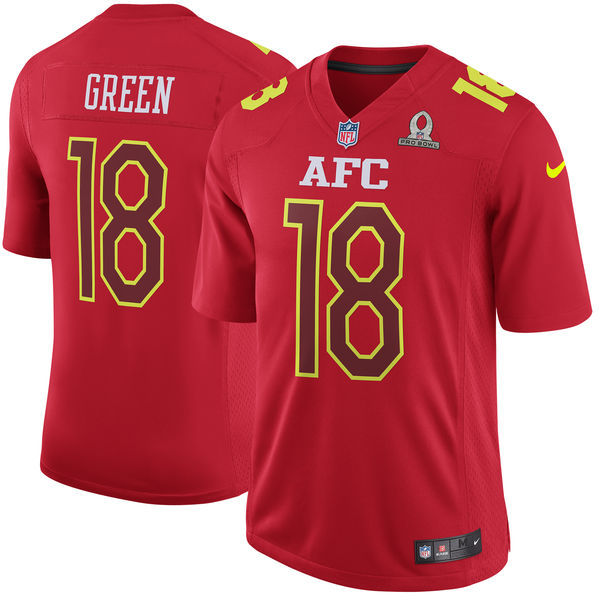 Men AFC Cincinnati Bengals #18 A.J. Green Nike Red 2017 Pro Bowl Game Jersey->kansas city chiefs->NFL Jersey